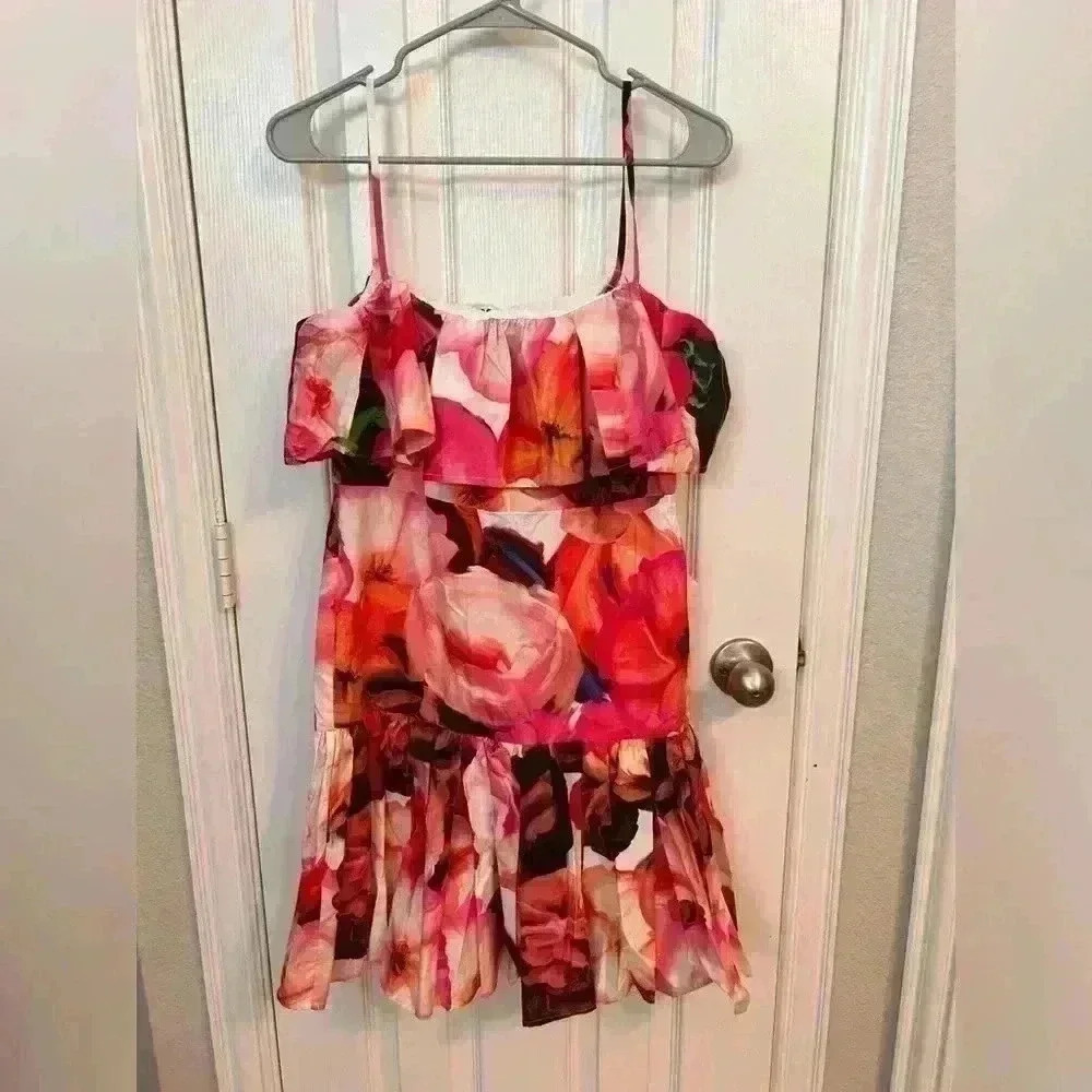 MSGM Floral Print Ruffled Mini Dress Size IT 42/ US S - Picture 5 of 5